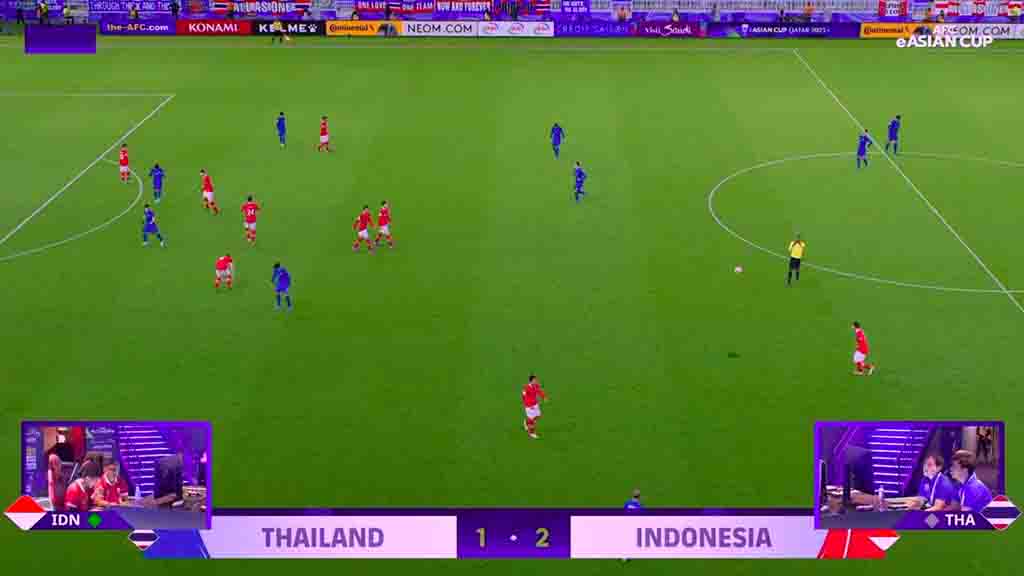 Timnas Indonesia mengalahkan Thailand 2-1 pada semifinal eAsian Cup 2023 di Doha, Senin (5/2/2024). (Foto: You Tube AFC)