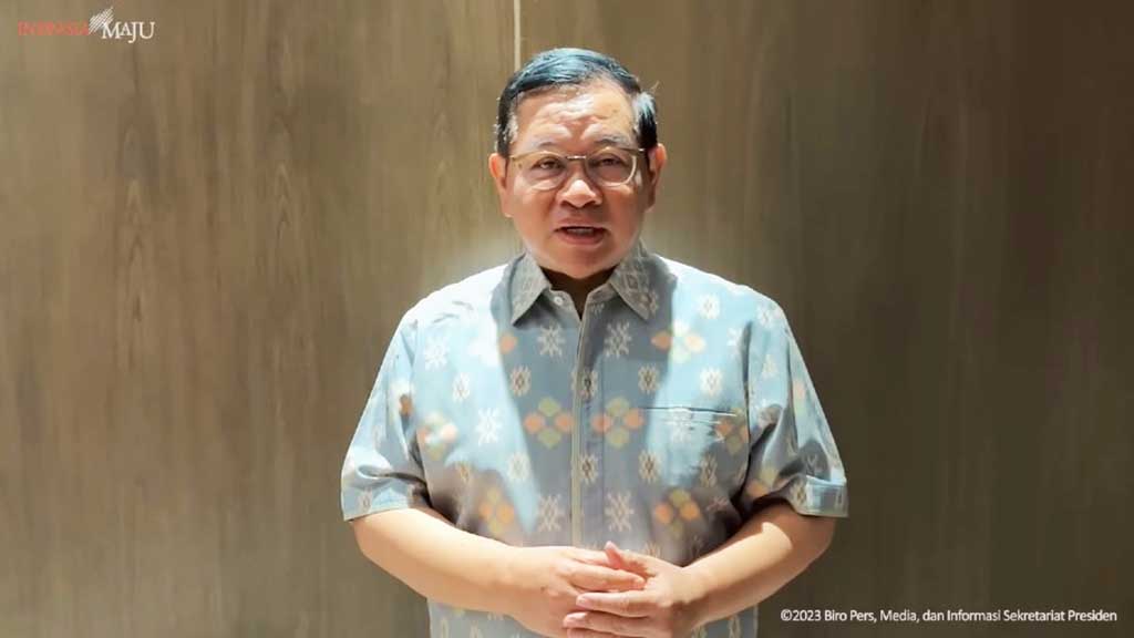 Pramono Anung saat memberikan keterangan pers secara daring. (Tangkapan layar Youtube Sekretariat Kepresidenan)